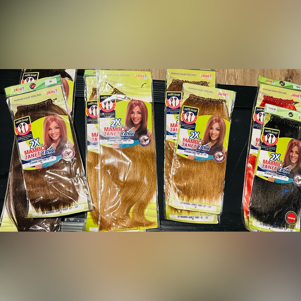9 packs of Mambo Janet Yaky Hair Extensions - Brown and Red blonde